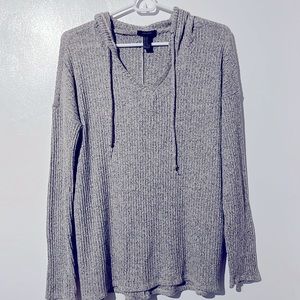 Hooded tunic marled ribbed sweater